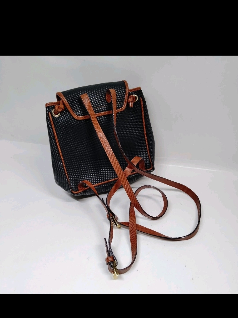 Bottega Veneta Black Mini Backpack with Brown Trim - Picture 4 of 9